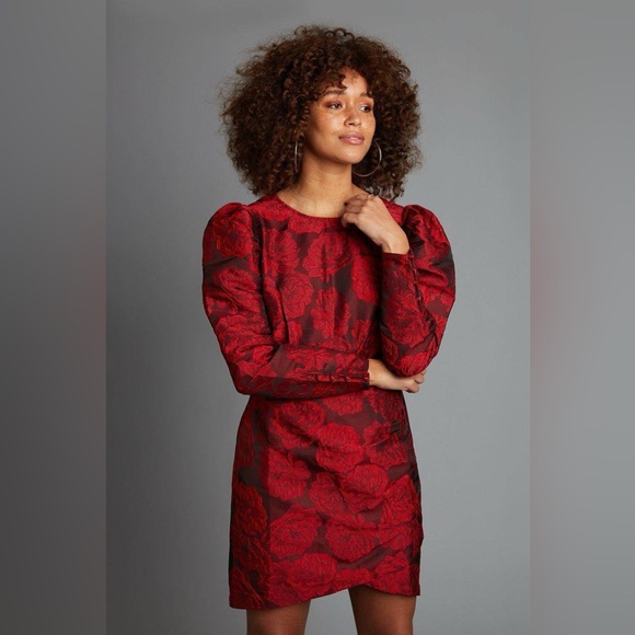 Dorothy Perkins Dresses & Skirts - Dorothy Perkins Red Satin Jacquard Wrap Mini Dress NWT size 8